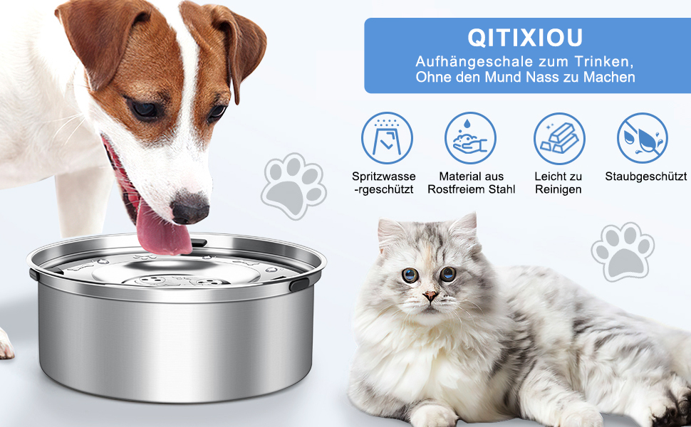 Миска для собак 3L без розливання, нержавіюча сталь, плаваюча годівниця, протиковзаюче дно, для цуценят та кошенят, здорове пиття
