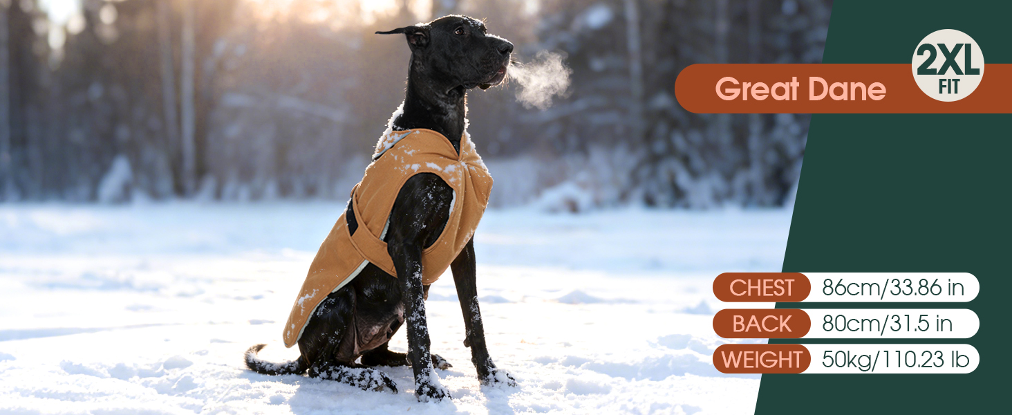 Зимовий теплий одяг для собак Kuoser: водонепроникний та вітронепроникний жилет з відбиваючими елементами, XS-3XL (обхват грудей 50-65 см)