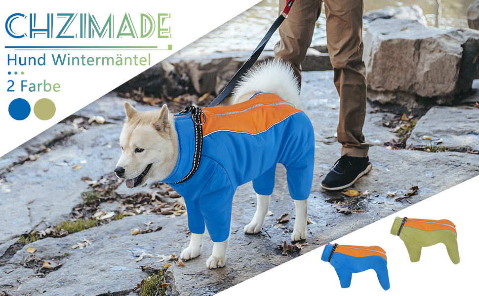 Водонепроникний зимовий одяг для собак CHZIMADE: тепла флісова жилетка та куртка для маленьких собак та цуценят. Відбиваючий дизайн, блакитний колір, розмір M