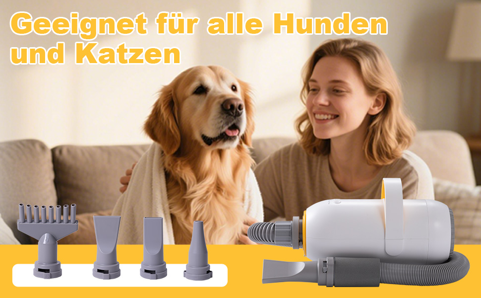 Фен для собак Kanonen-Stil білий 2400W, професійний собачий фен-сушарка з регулюванням швидкості та температури повітря, 1-9 рівнів, 35-60°C, #LYCSJDPWH-DE