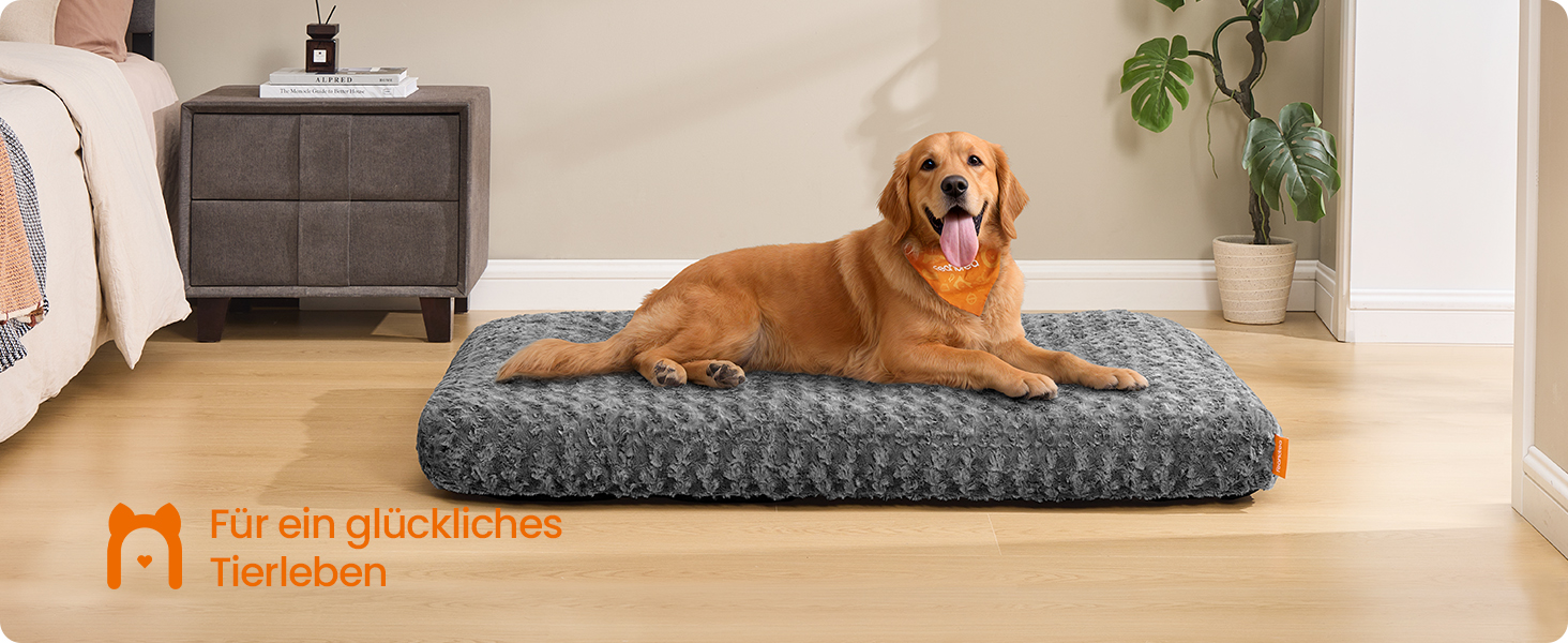 Ліжко для собак Feandrea XL, м'яке, для великих собак, 110 x 73 см, сірий, PGW293GN01