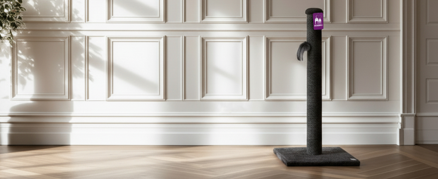 Дряпка для котів Petrebels Maine 90 см, з міцною основою та сизалевим стовпчиком, 40 x 40 x 90 см, чорного кольору