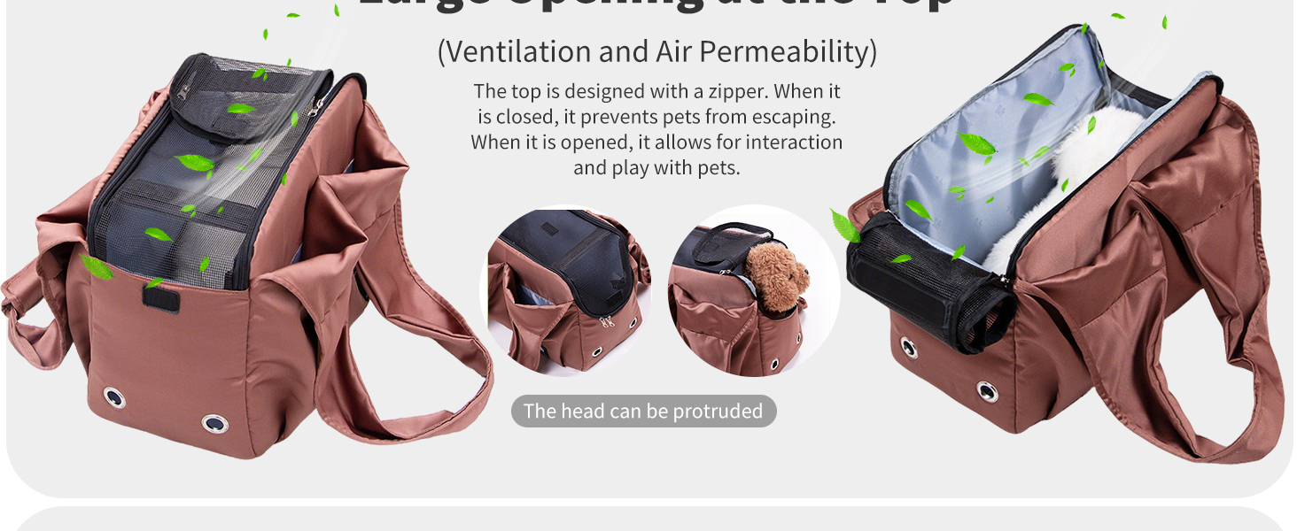 PETCUTE Сумка-переноска для собак та котів, дихаюча, з килимком, плечова сумка з безпечним шнуром та кишенями, для маленьких та середніх собак, цуценят та котів, Карамель