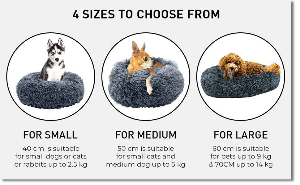 Кругле плюшеве ліжко для собак та котів Fur & Bone, 60 см, темно-сірий, самонагріваючеся, з водонепроникною основою