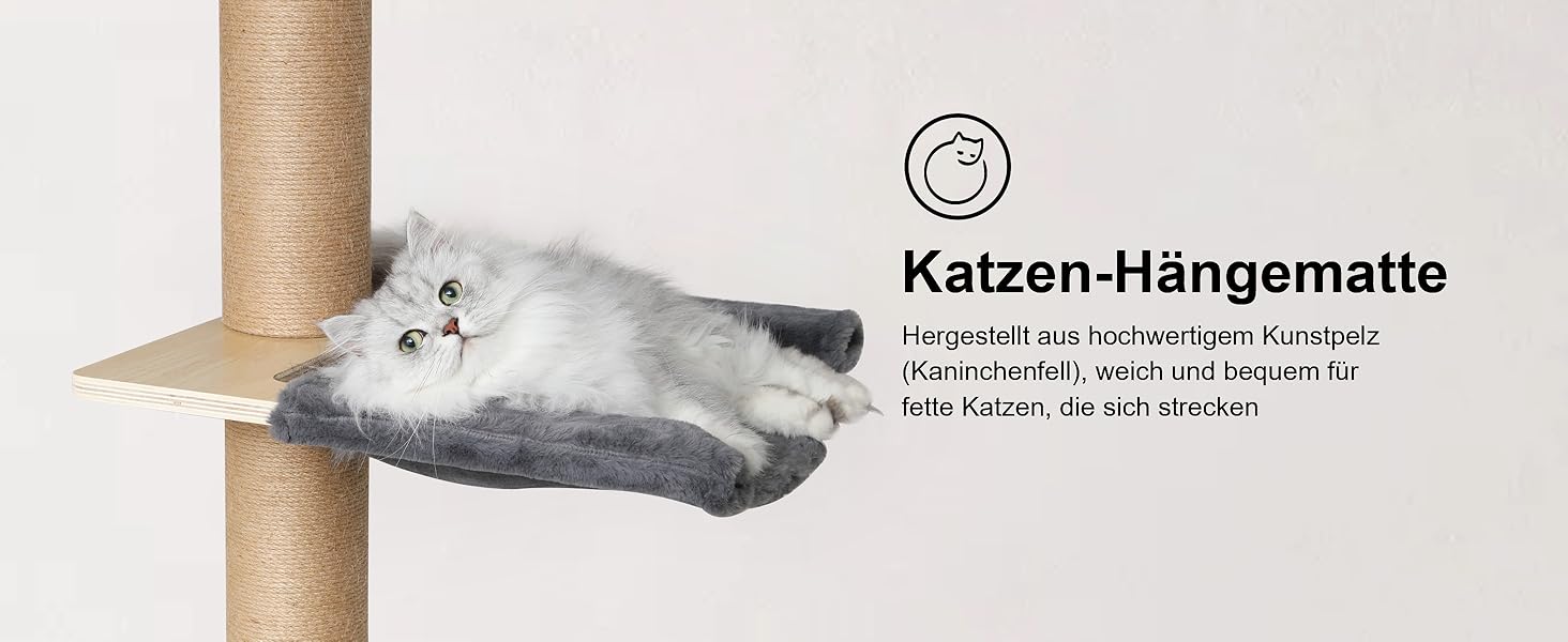 Дерев'яний кігтеточки FUKUMARU з 6 ярусами, сірий (280-300 см), для котів, з гамаком та капсулою