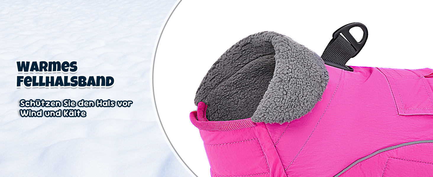 Теплий зимовий одяг для собак Nasjac - куртка з флісовою підкладкою, світловідбиваючими смугами та кишенями, водонепроникна захисна жилетка для собак середніх та великих порід, колір фуксія, розмір L