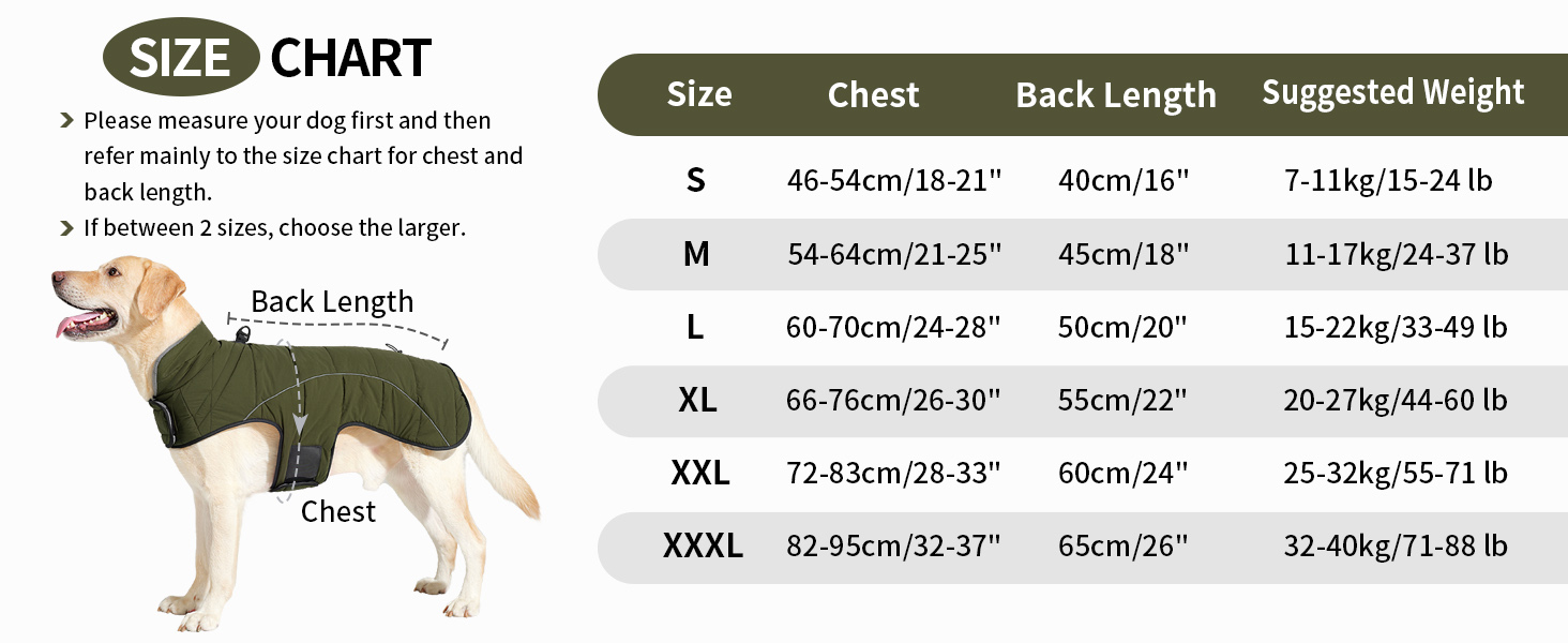 Водонепроникний теплий зимовий одяг для собак Heywean: куртка, пуловер з флісу, зимовий теплий одяг з кільцем D, світловідбиваючий, з липучкою, для малих, середніх та великих собак, XXXL, зелений