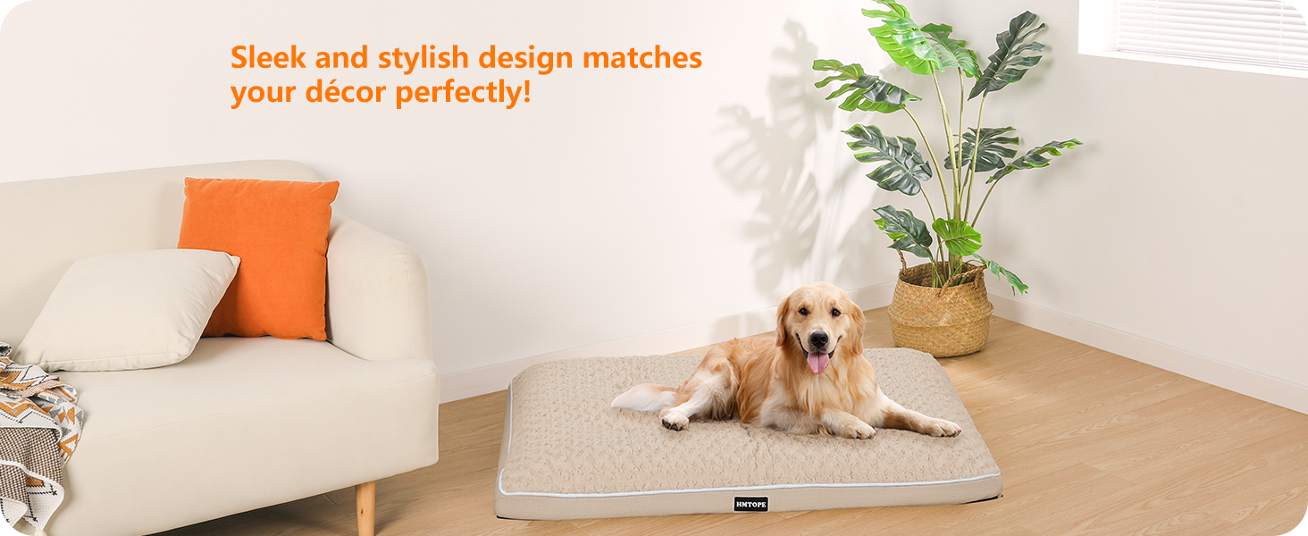 Ортопедичне ліжко для собак, матрац для собак з двоярусним дизайном, миється, знімний кошик для собак, 90 см для собак маленьких та середніх порід (105 x 69 x 12 см, бежевий)