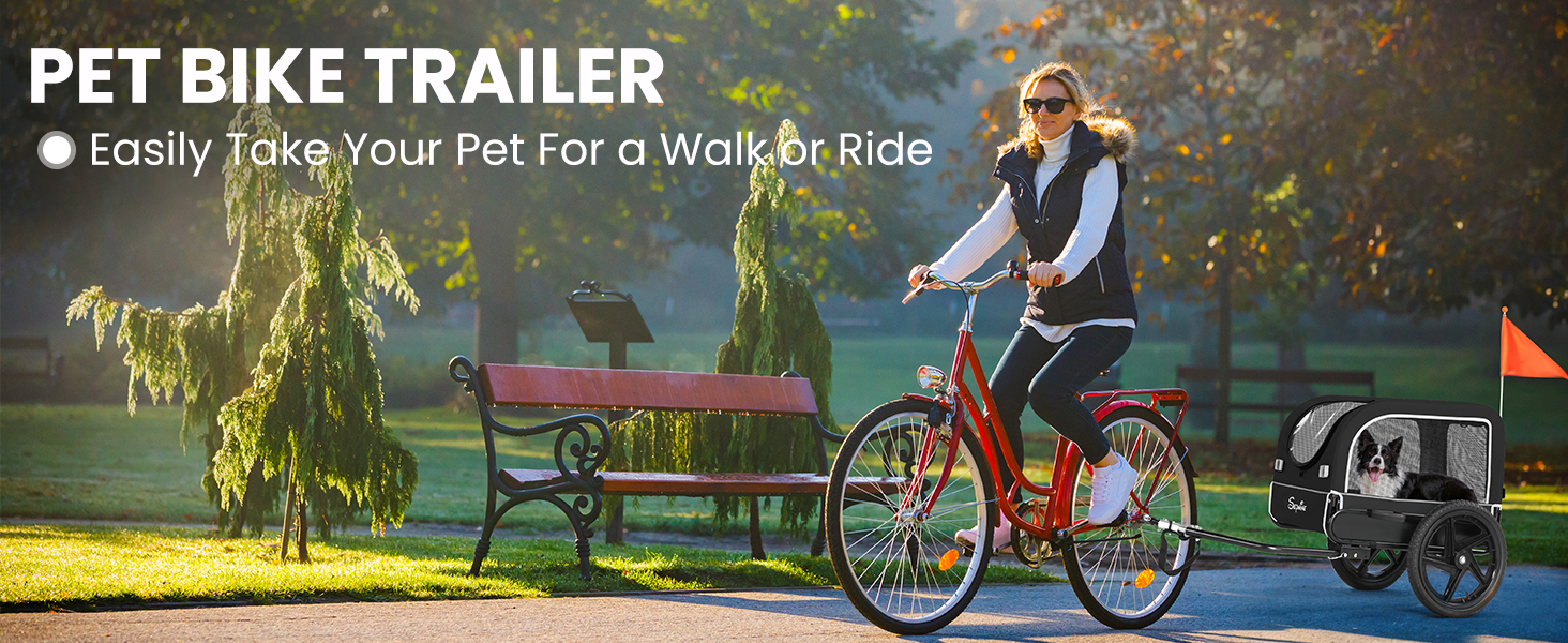 Фаркоп для велосипеда для собак маленьких та середніх порід - до 23 кг, складний, з швидкознімними колесами, чорний