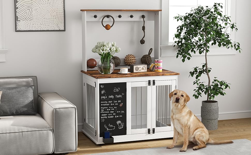 Клітка для собак PawHut - переноска з 3 дверцятами, полиця для іграшок, коліщатка, біла, для великих собак