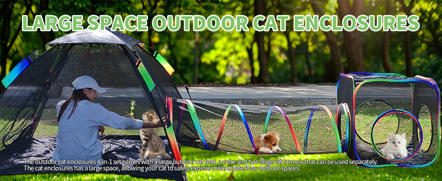 Клітка для котів Homegroove 4-в-1, набір для котів на вулицю з наметом та тунелем, для дрібних тварин