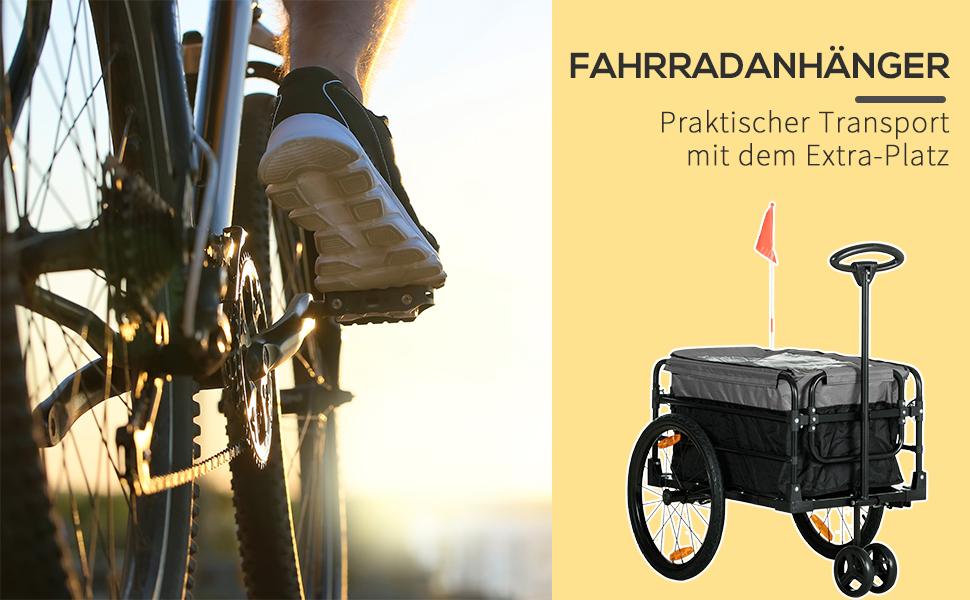 Причіп для велосипеда HOMCOM 2-в-1: вантажний, пасажирський, 20