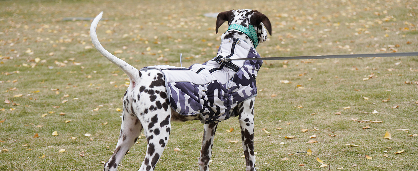 Водонепроникний зимовий одяг для собак, теплий куртка для собак з отвором для шлейки, для малих, середніх та великих собак, військовий камуфляж, з світловідбиваючими смугами, блискавка, XL