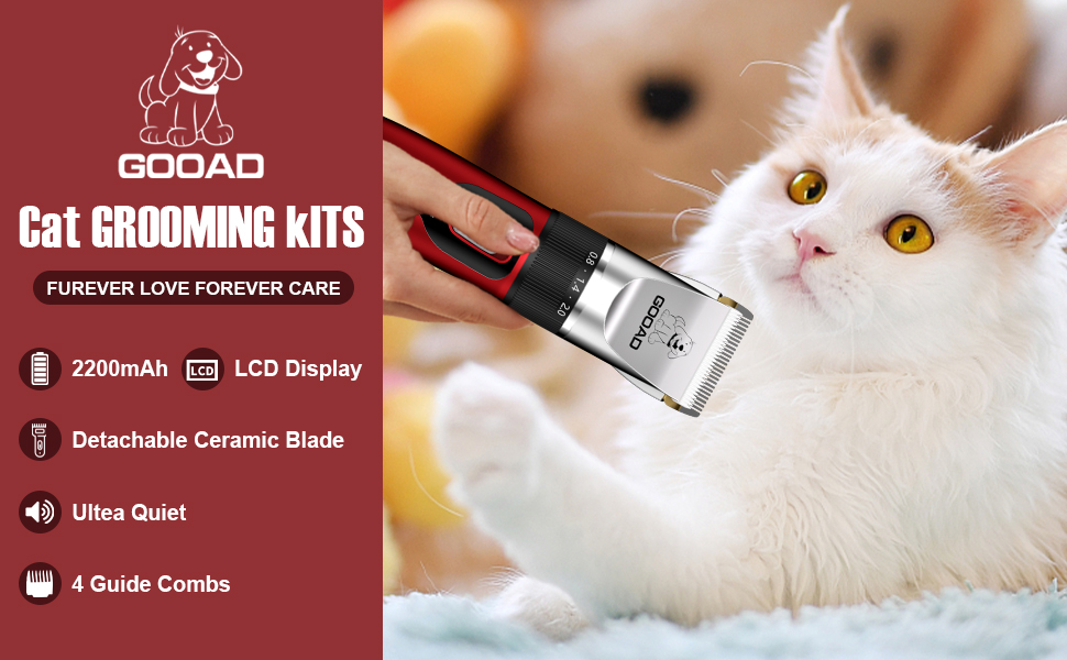 Набір для догляду за шерстю котів: бездротовий тример, ножиці для стрижки, тиха робота
