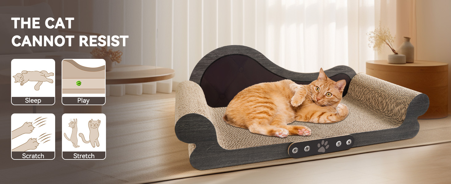 Кігтеточка для котів XXL, 68 см, килимок з дизайном дивану, з щільного гофрокартону для відпочинку та ігор