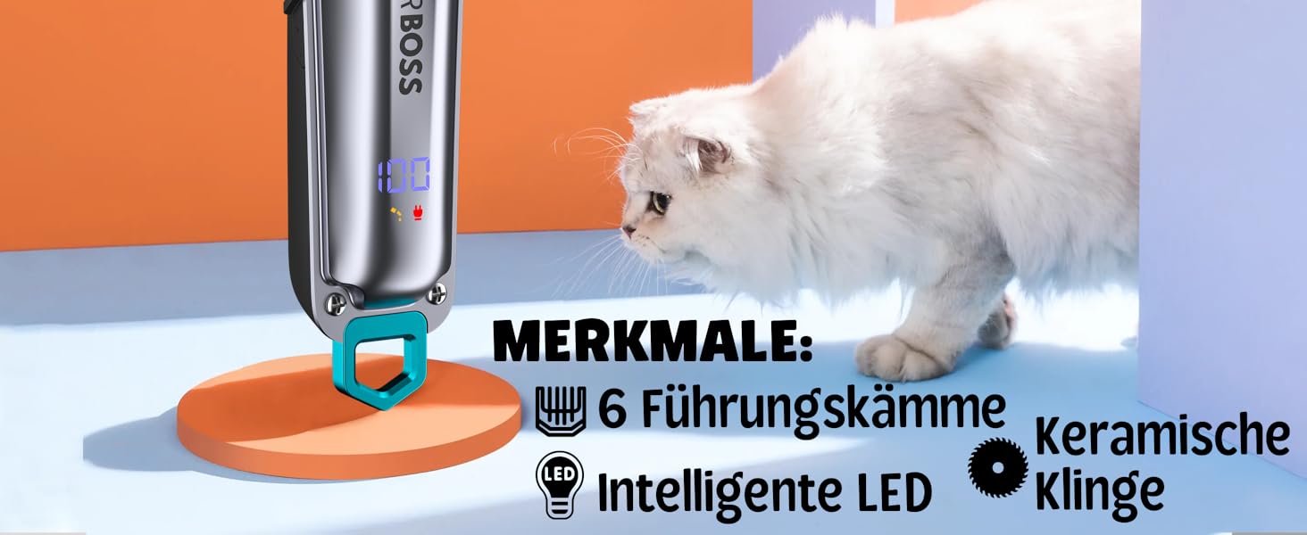 Професійна машинка для стрижки собак та котів BarberBoss QR-9088, бездротова, для густого хутра, комплект