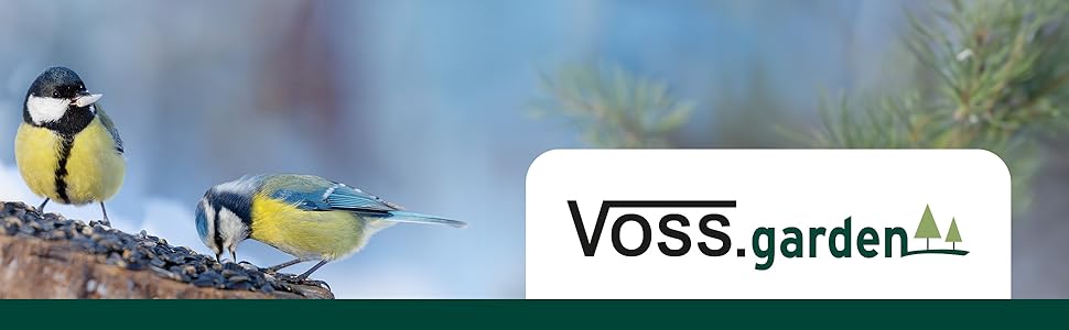 Дерев'яний годівничка для птахів VOSS.garden XL Föhr з очеретяним дахом, натуральна береза, велика кормова платформа 50 см, будиночок для годування птахів