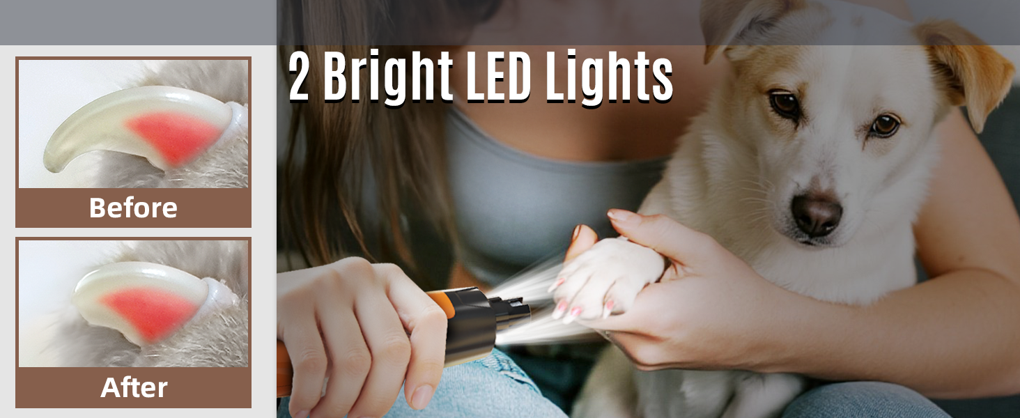 Електричний шліфувальник для собак та котів Casfuy Neue з 6 насадками – тиха робота, 7 годин, 2 LED, для собак великих, середніх та малих порід