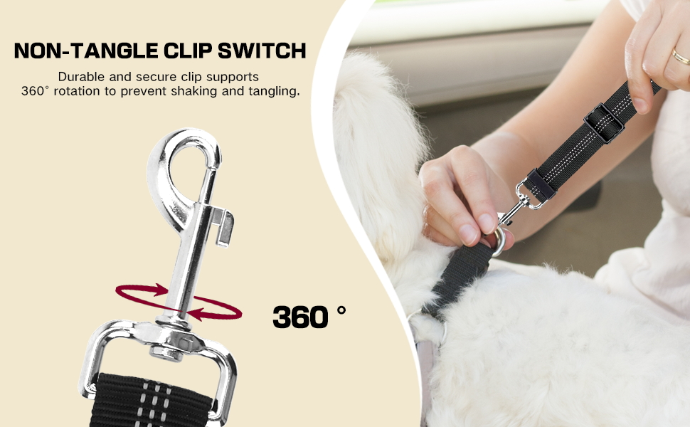 Авторемень для собак у машину, еластичний, з подвійним кріпленням, регульований (блакитний)