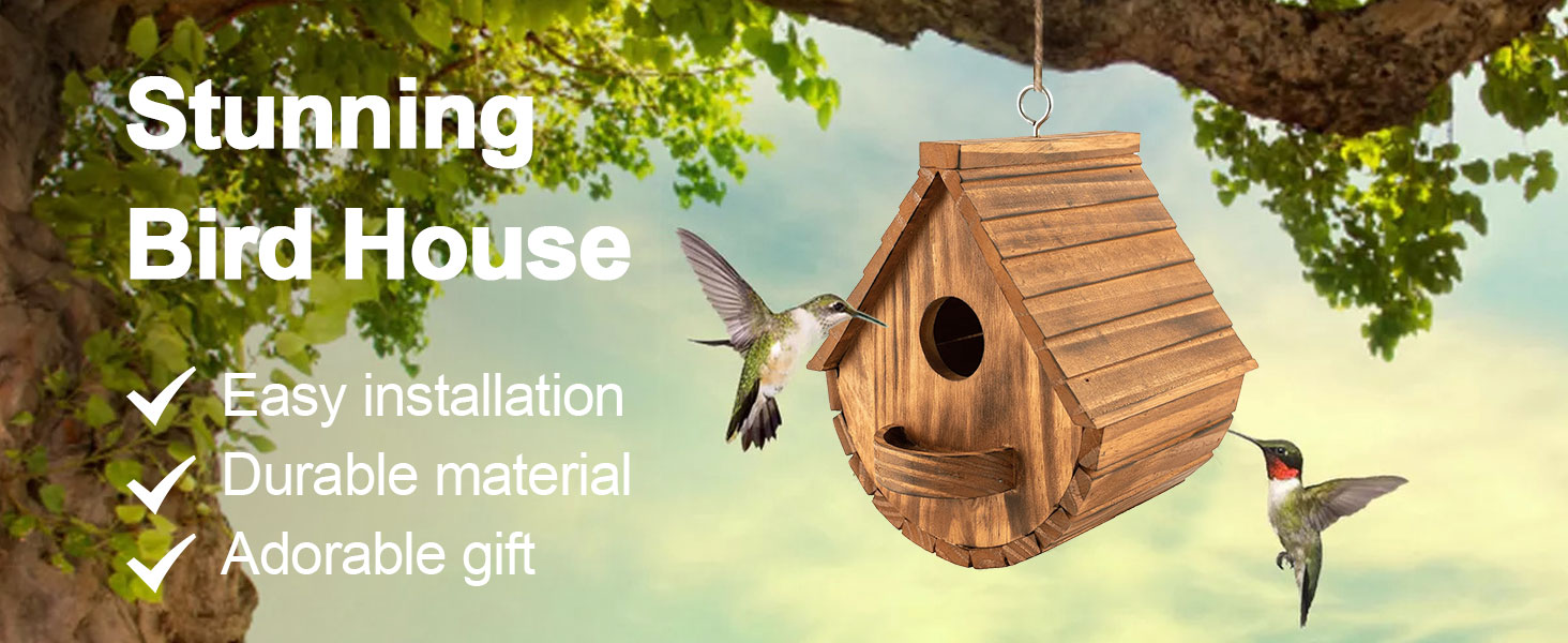 Будинок для птахів з сосни, підвісний, для садових птахів, стійкий до погодних умов, ідеальне житло для синиць, шпаків та інших диких птахів