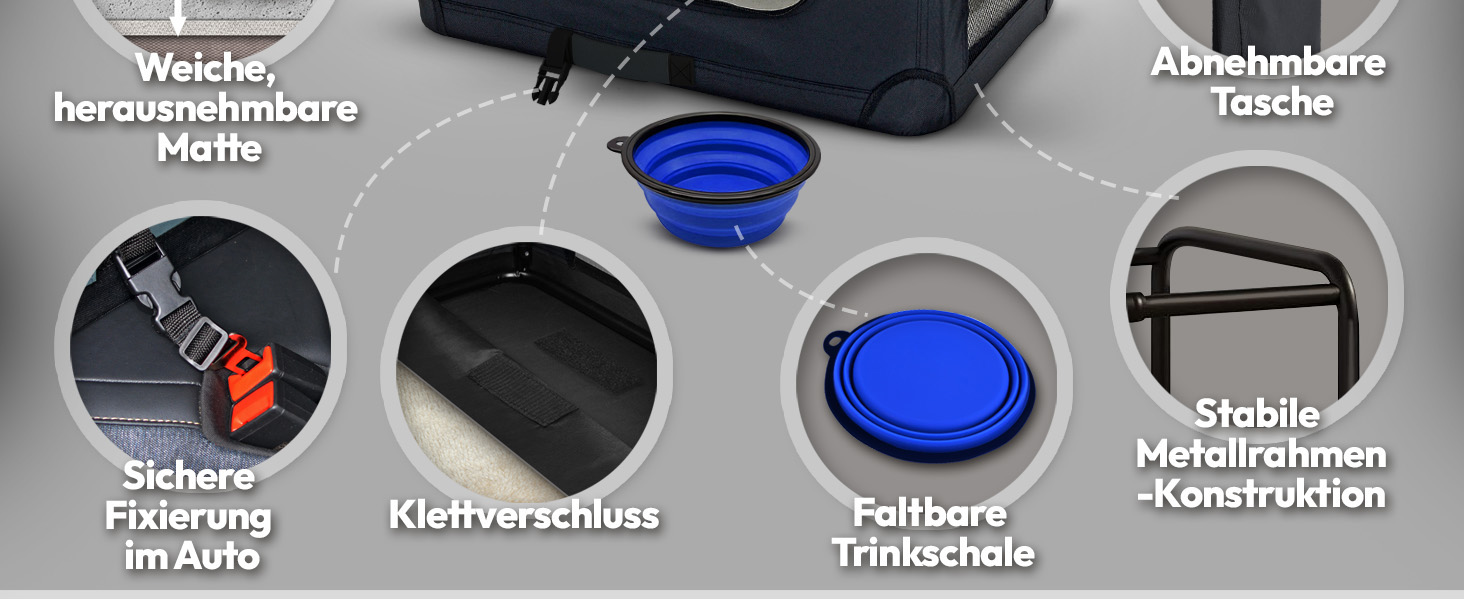 PET VIOLET Транспортна переноска для собак та котів – складана, міцна, сіра, 50x34x36 см