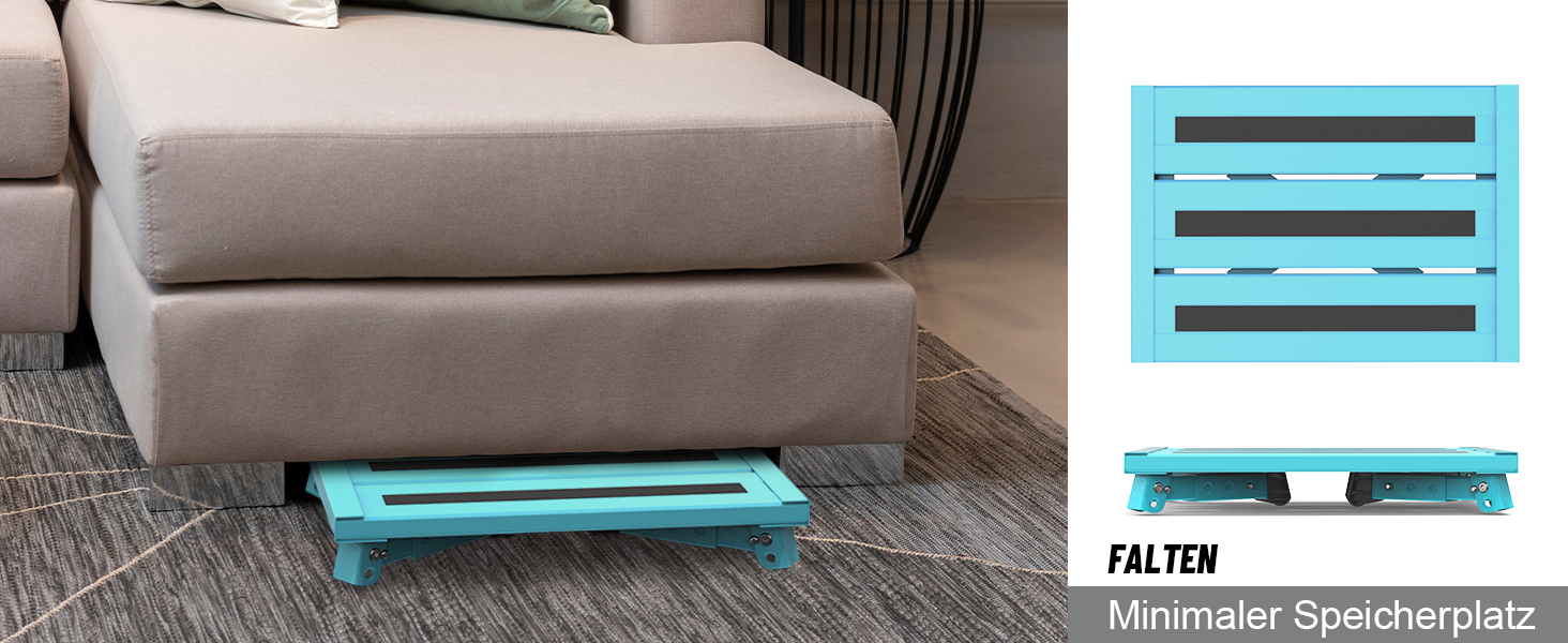 Алюмінієва розкладна сходинка-підставка, 300 кг, 3 сходинки, регульована висота, широка антиковзна поверхня, для автодому, саду та сходинок для собак, легка та складна (Блакитна)