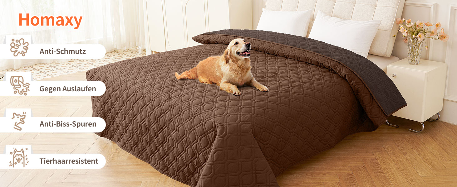 Водонепроникний килимок для собак Homaxy, килимок для собак на вулицю, миється, двосторонній, м'який килимок для котів, для дивану, ліжка, в подорожі (130x100 см, 203x152 см, коричневий+шоколадний)