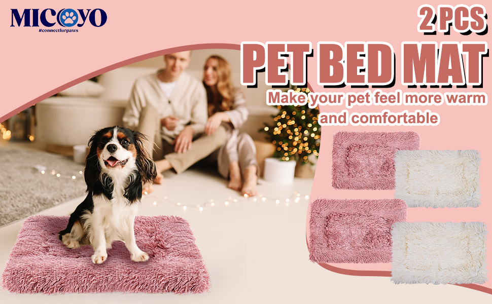 М'який килимок для собак та котів MICOOYO, 61x41 см, білий+рожевий, для маленьких собак, кошенят, миючий