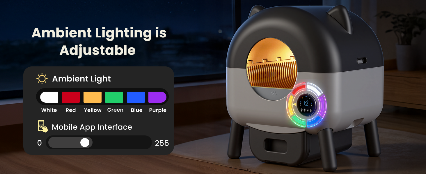 Автоматичний лоток для котів з самоочищенням 65л, 9 сенсорів, керування через додаток, захист від защемлення (сірий)