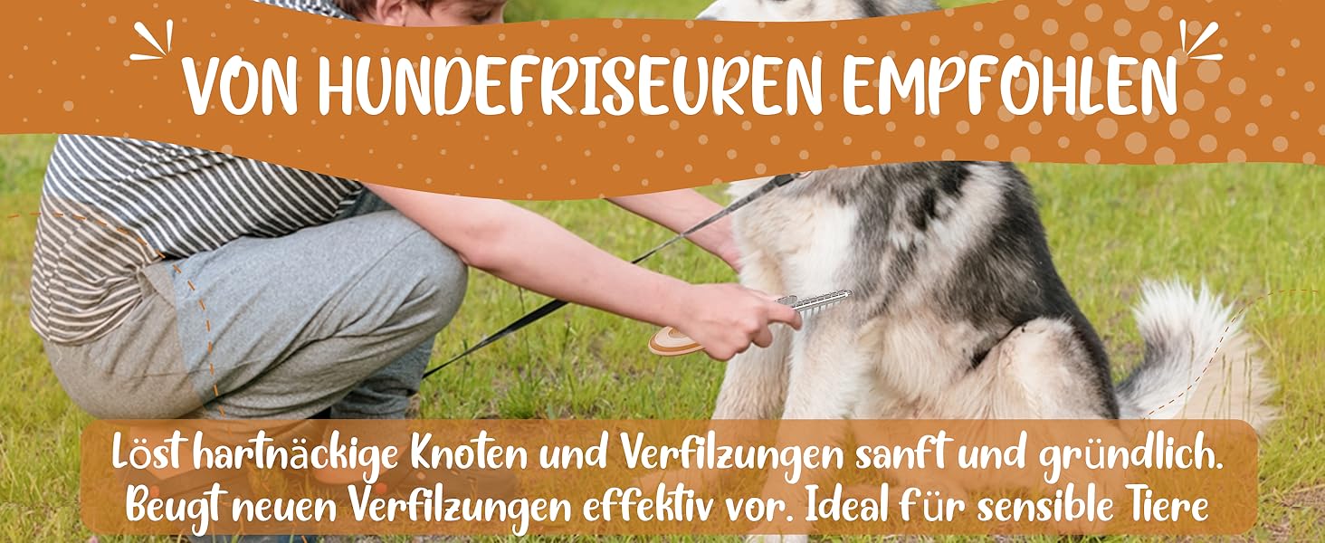 Гребінець для собак та котів Golden Pets Entfilzer Kamm для середньої та довгої шерсті | Підходить для собак та котів будь-якого розміру | Зі згладженими зубцями + Е-book з догляду за шерстю | 9 лез | Бамбук