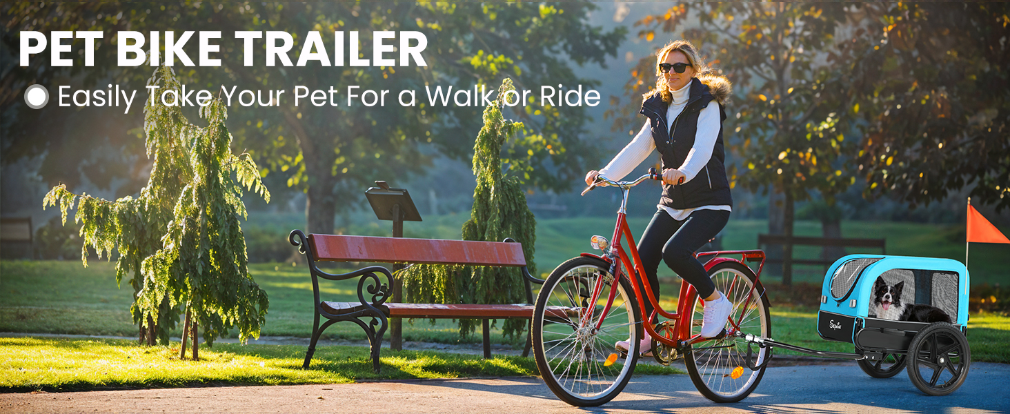 Фаркоп для велосипеда для собак маленьких та середніх порід - до 23 кг, складаний, з швидкознімними колесами, для велопоходів та активного відпочинку (блакитний)