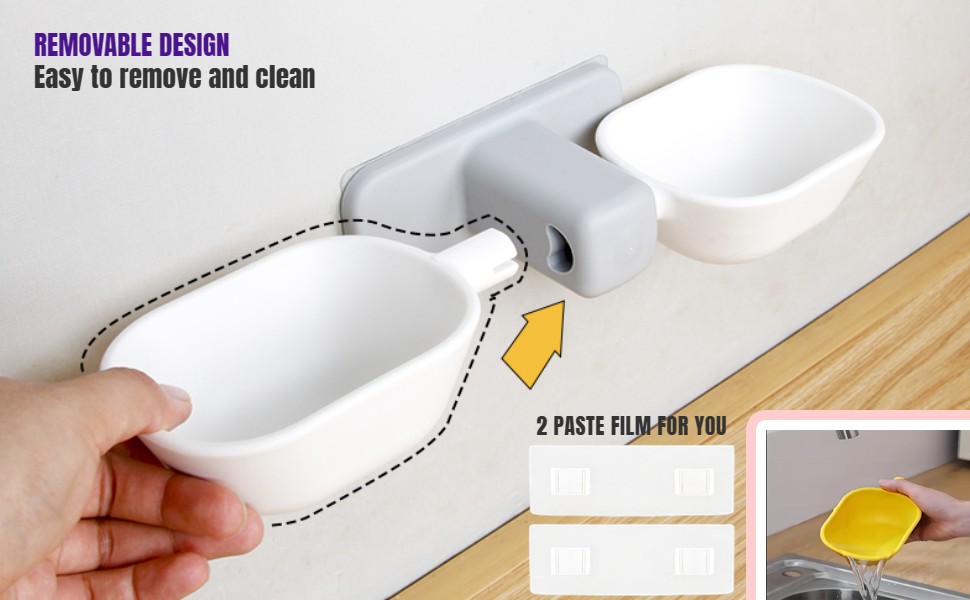 Набір мисок для котів з кріпленням на стіну, підняті миски, міцні, з присосками, для корму та води