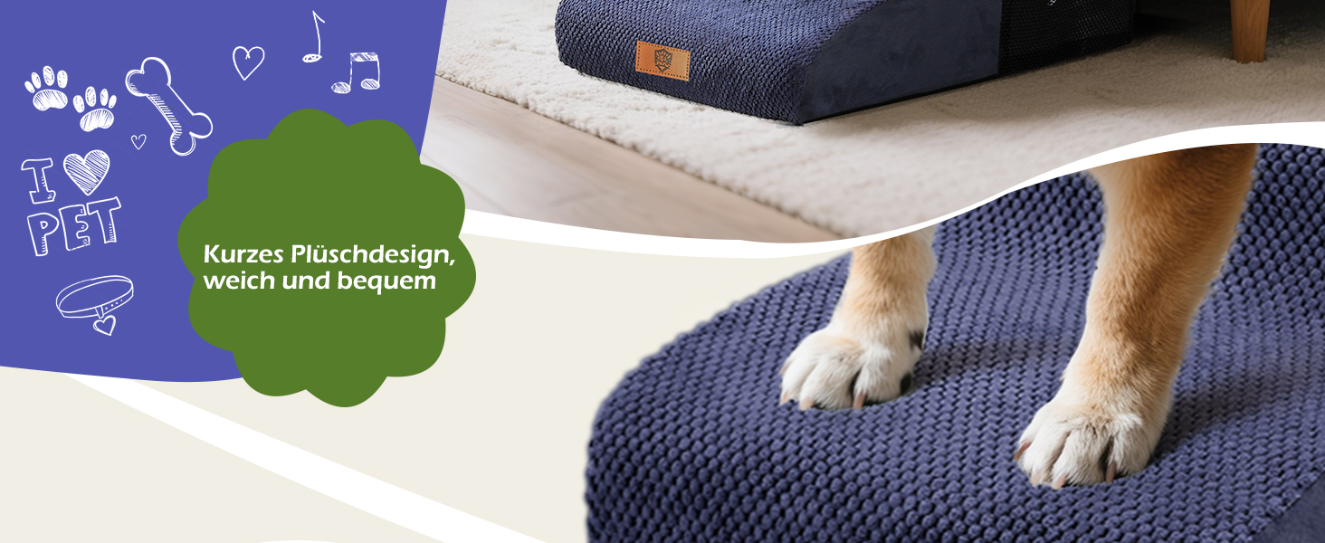 Сходинки для собак Eukue: 5 сходинок, складані, для малих та великих собак, з антиковзким покриттям, для ліжка, дивану (блакитні)