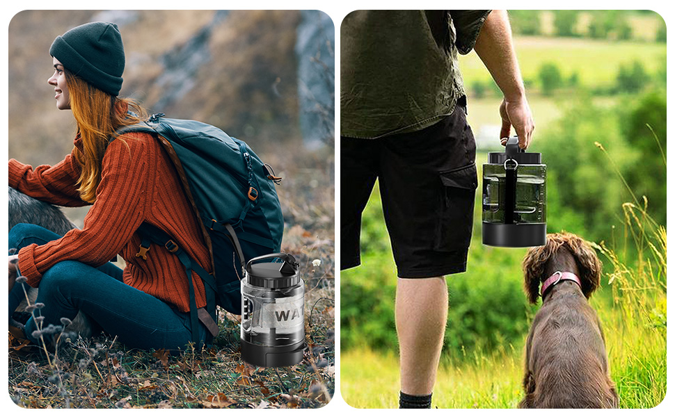 Водяна пляшка для собак Lesotc 2200 мл, велика, чорна – для подорожей та кемпінгу