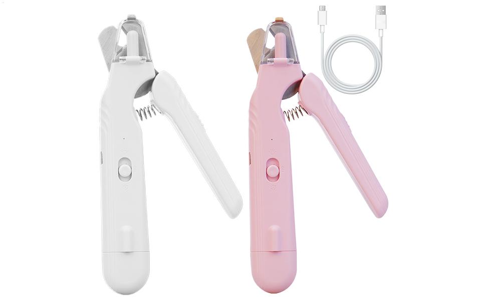 Електричний триммер для нігтів собак і котів з LED-підсвічуванням, шліфувальник для догляду за лапами та цуценятами, рожевий