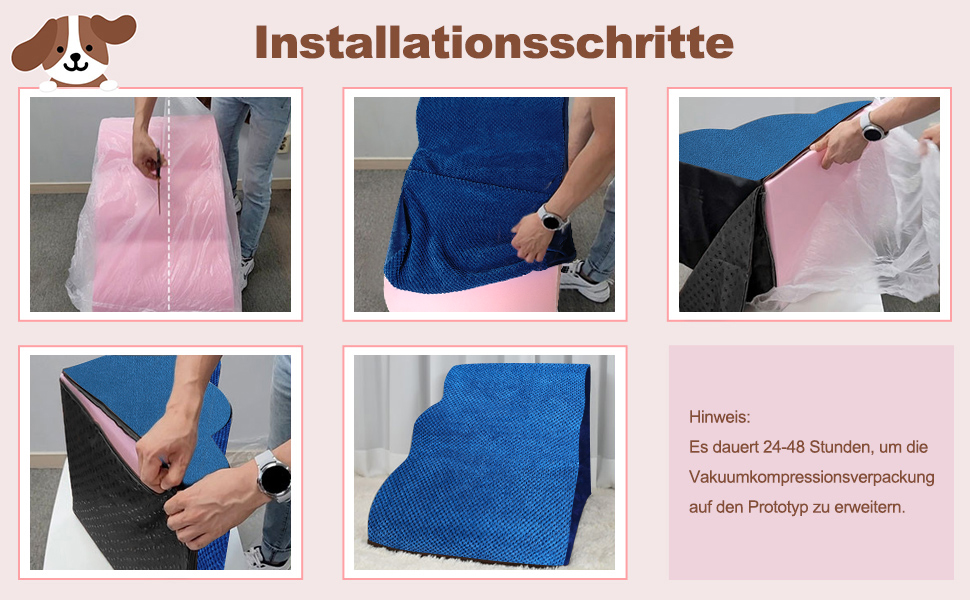 Сходинки для собак Galatée: міцні, з антиковзким покриттям, 3 сходинки для високих ліжок та диванів. Підходять для травмованих, літніх собак та котів (блакитний)