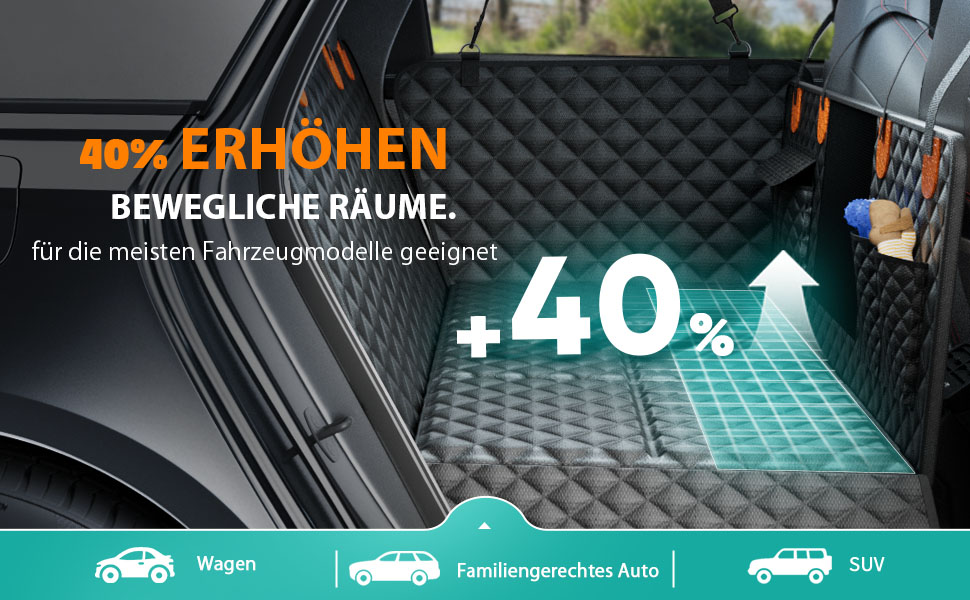 Килимок для собак у машину, заднє сидіння, 2025. Водонепроникний, антиковзкий, міцний, з жорсткою основою. Підходить для собак до 180 кг (400 фунтів). Оранжево-чорний, екстра товстий.