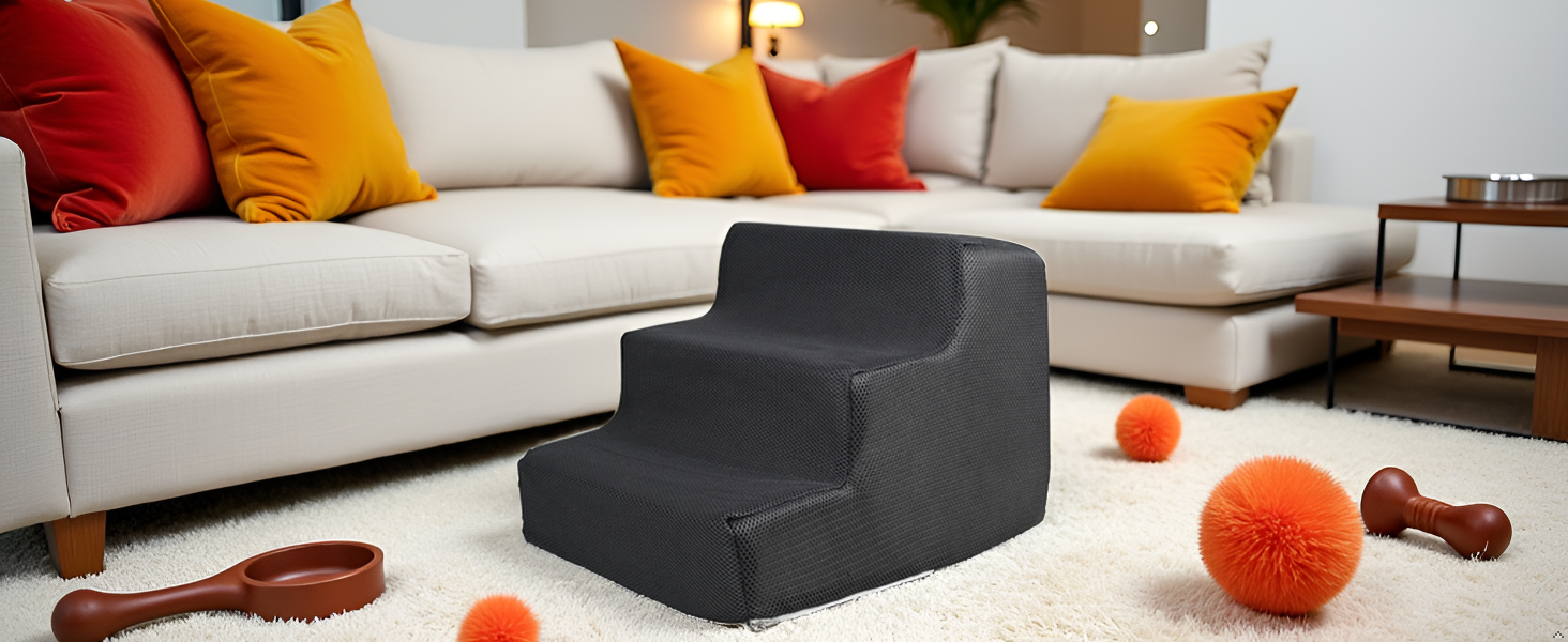 Сходинки для тварин BAODBF: 3 сходинки, 30 см, для собак та котів, миються, неслизькі, сірого кольору