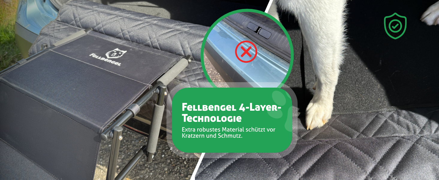 Захист краю багажника для автомобіля: міцний кріплення на липучці + гачки, захист для собак, килимок у багажник, захист краю багажника, ідеальна посадка, міцний матеріал, чорний колір