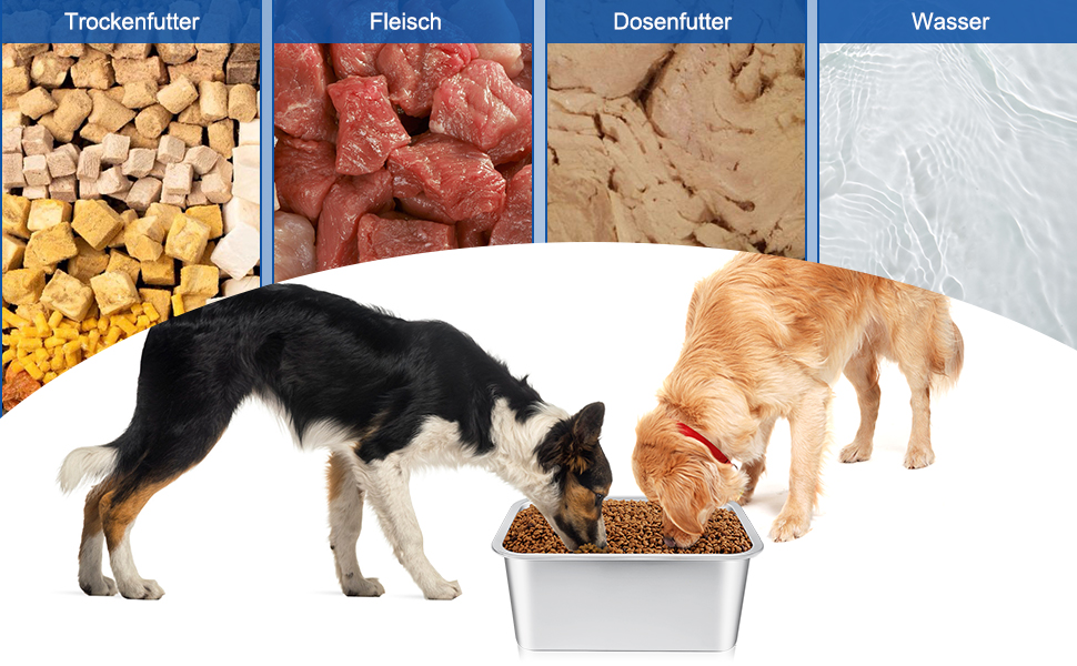 Нержавійна миска для великих собак, 36×27×15 см - миска для води та корму, антиковзаюча, легко миється, для великих та середніх собак