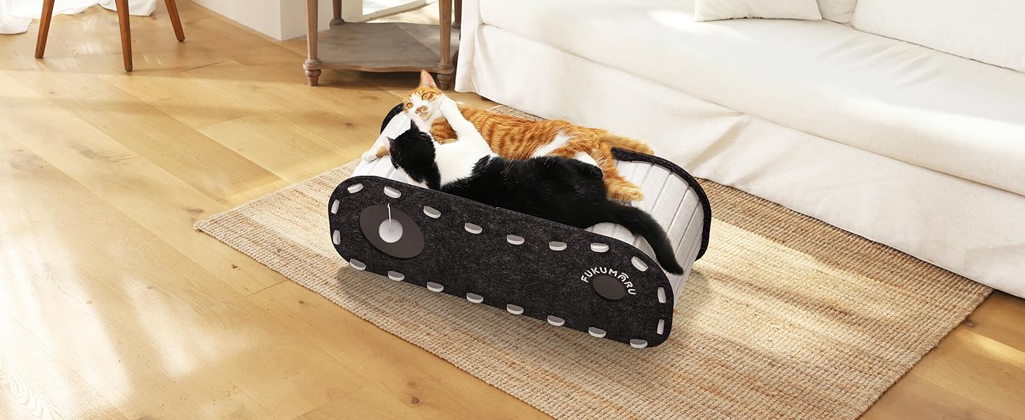 Кішка Будиночок FUKUMARU: Двошарове ліжко-печера з філцу, beige