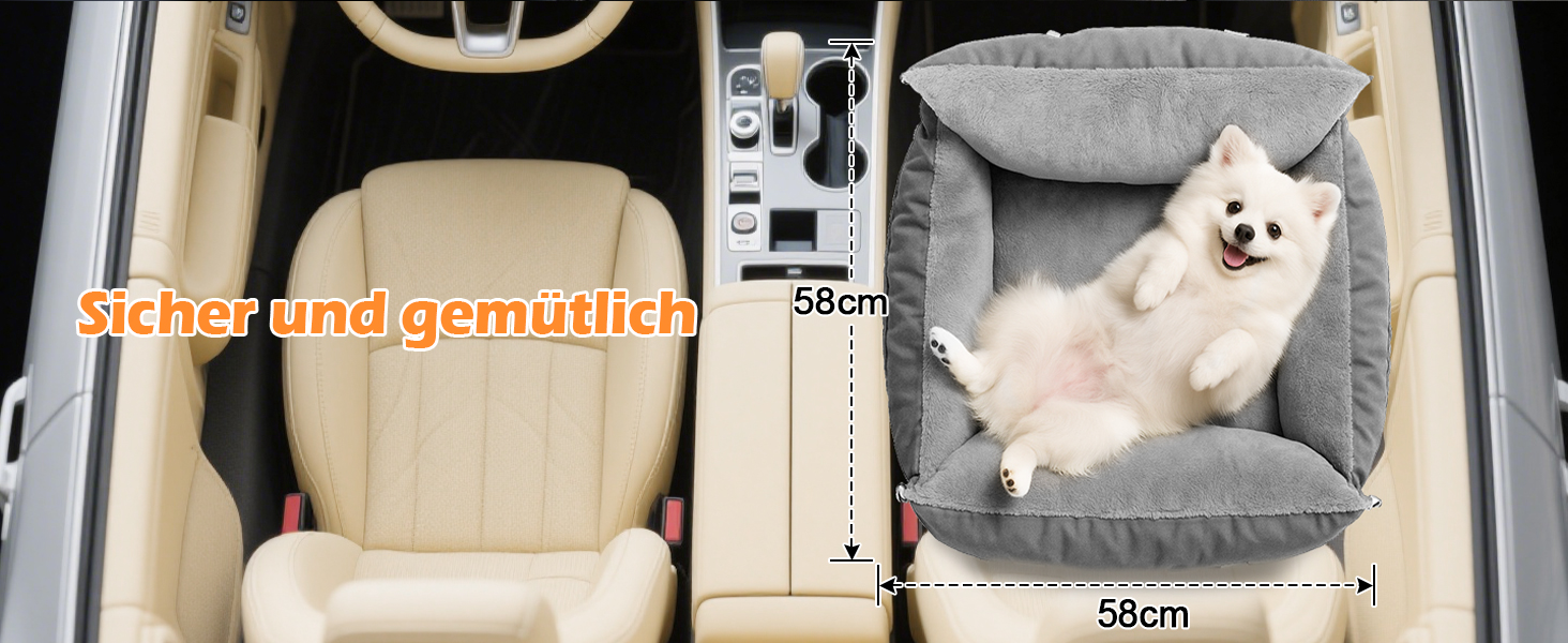 Автокрісло для собак 3-в-1 з розкладним ліжком – переносна автолюлька для маленьких собак, з м'яким матрацом, для переднього або заднього сидіння, внутрішнє та зовнішнє використання (02-Сірий)