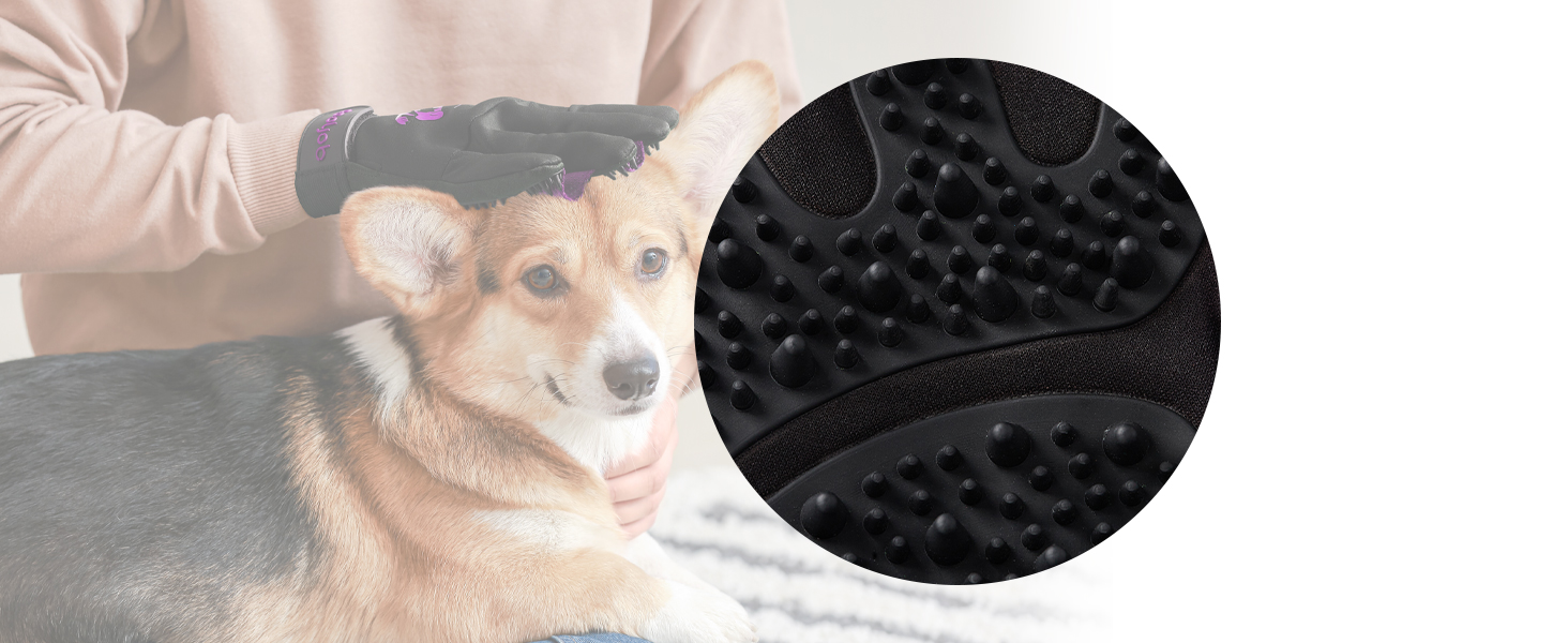 Рукавички для грумінгу COOLJOB, рукавички для миття шерсті тварин, рукавички для розчісування та видалення шерсті, для котів, собак, коней, кроликів (S-M)