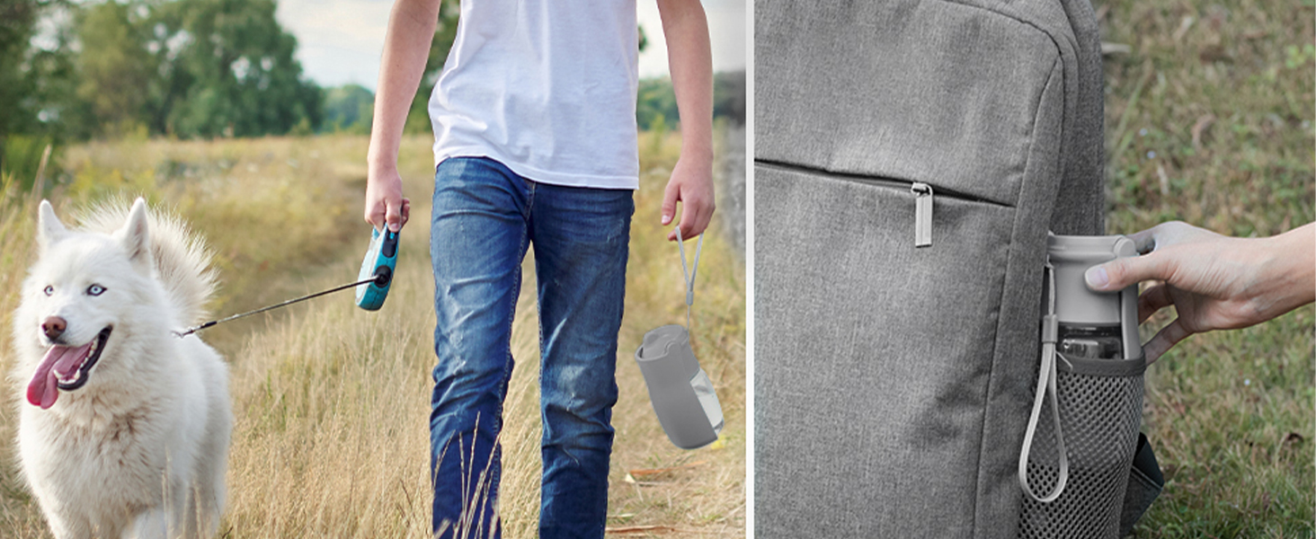 Водяна пляшка для собак на прогулянку 570мл або 350мл - портативна фляга для цуценят, малих, середніх та великих собак (Сірий)