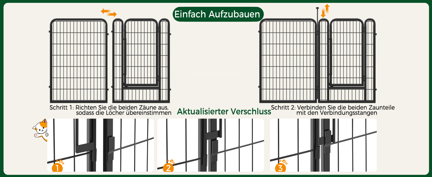 Вольєр для собак Yaheetech 8-секційний, 80 см, для квартири та саду, з'єднання з круглим головою, складаний, без інструментів (100 см висота)