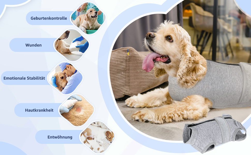 Комбінезон для собак після операції SlowTon: м'який, дихаючий, захист від витікання, альтернатива електронного нашийника, для собак після кастрації, сірий, розмір S