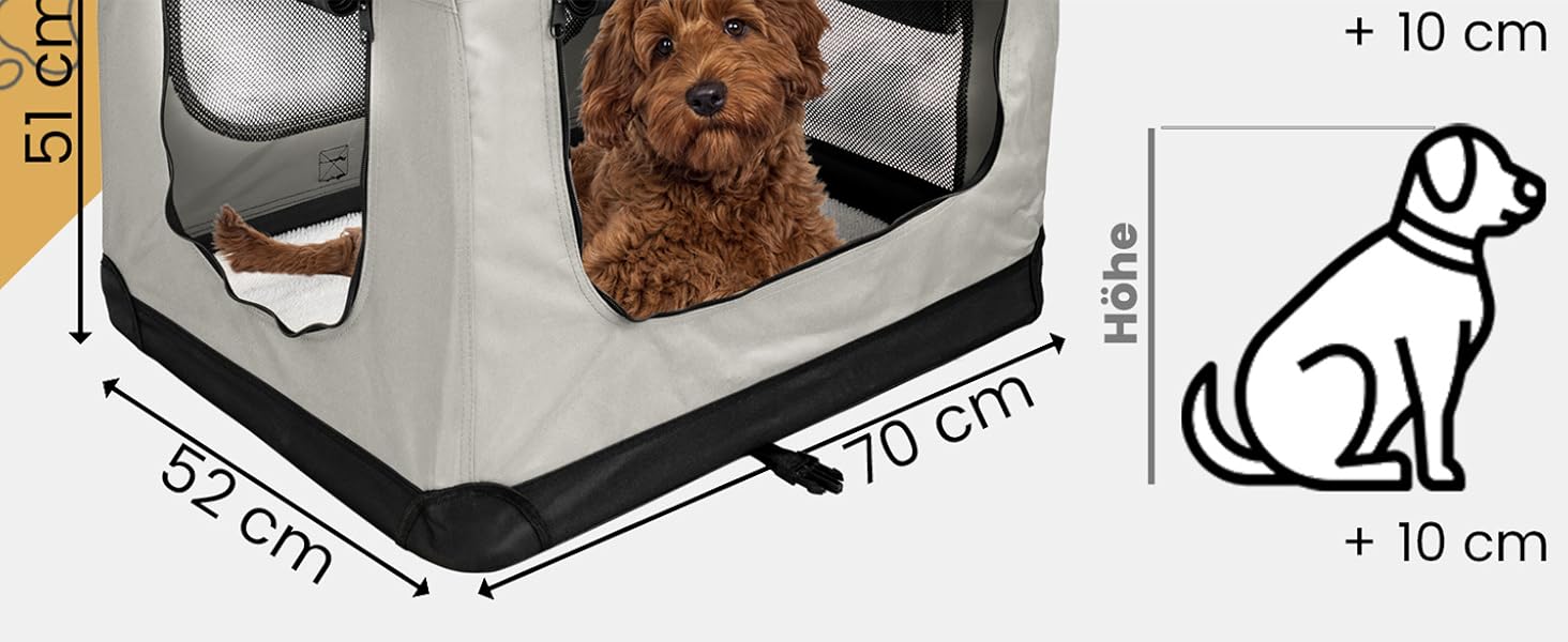 Складана переносна переносна сумка-переноска для собак та котів Petigi (кремовий, L 70x52x51 см)