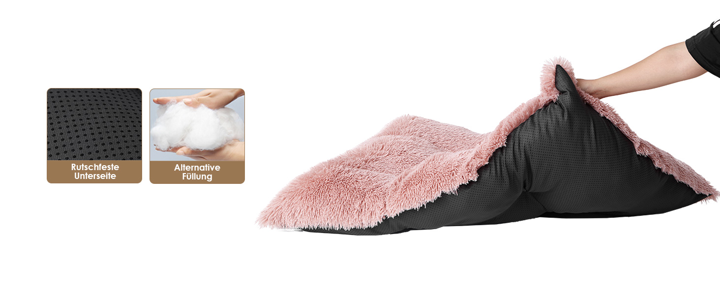 М'яке ліжко для собак EHEYCIGA, великі породи XXL, 120x90 см, рожеве, знімний чохол, неслизьке, з довгим плюшем