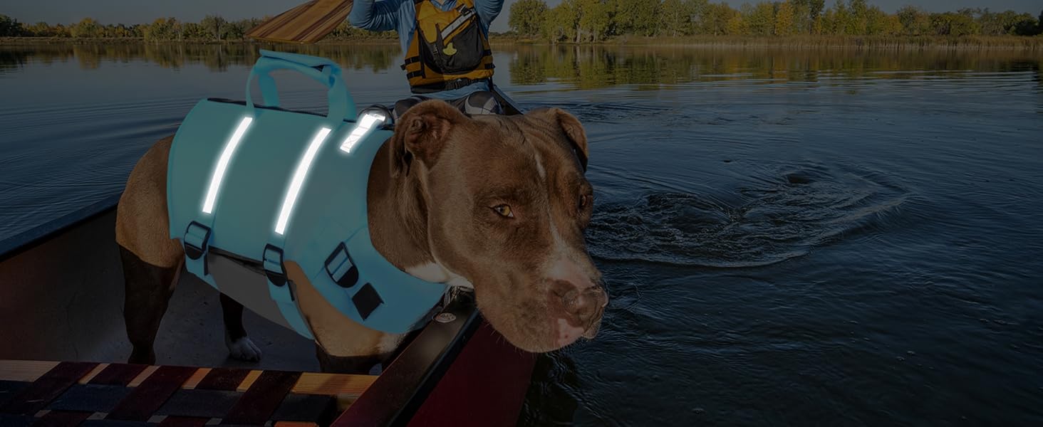 Спасальний жилет для собак AOFITEE XXL, великий розмір, з ручкою, світловідбиваючий, високоплавучий, для великих собак, блакитний