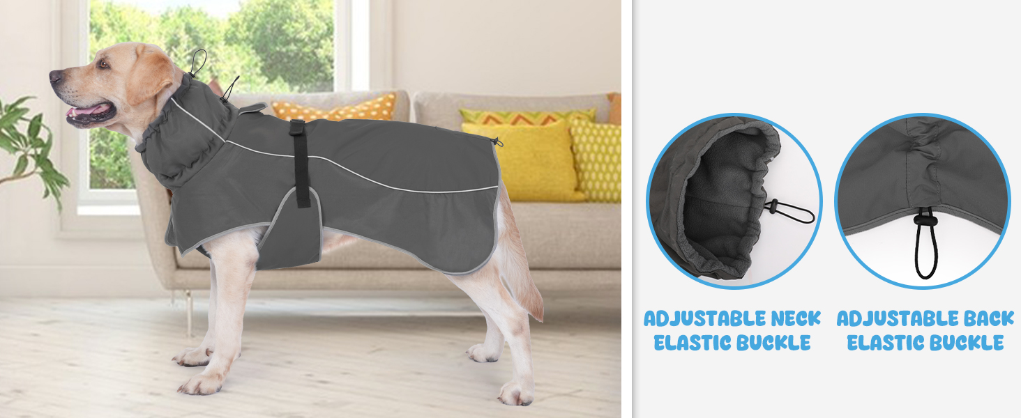 Водонепроникна куртка для собак HezzLuv, світловідбиваюча, вітрозахисна, тепла зимова куртка з м'яким флісовим підкладкою для собак маленьких та великих порід, для активного відпочинку на природі та прогулянок у холодну погоду, сірий колір, розмір L (довжина спини 55 см)